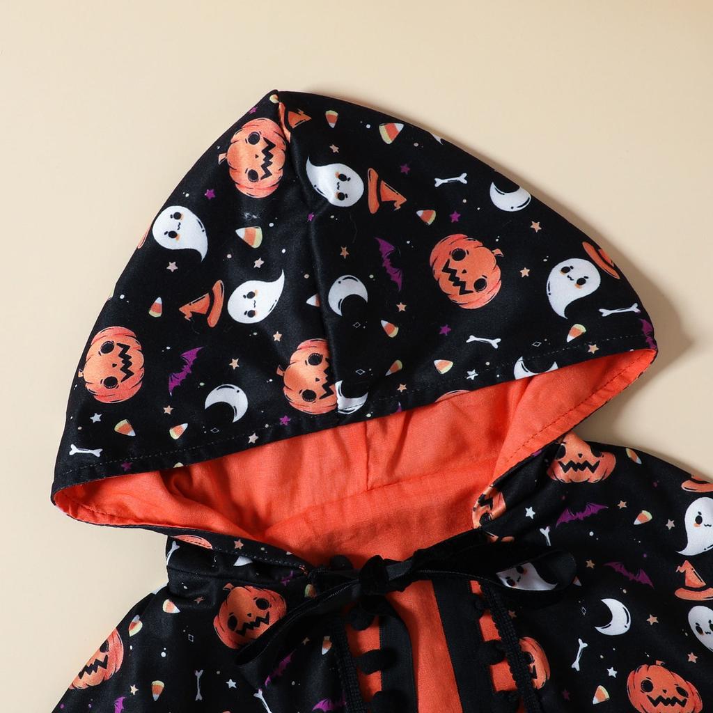 Kleinkind Halloween Bedrucktes Cape Kleid mit Kapuze für Kinder