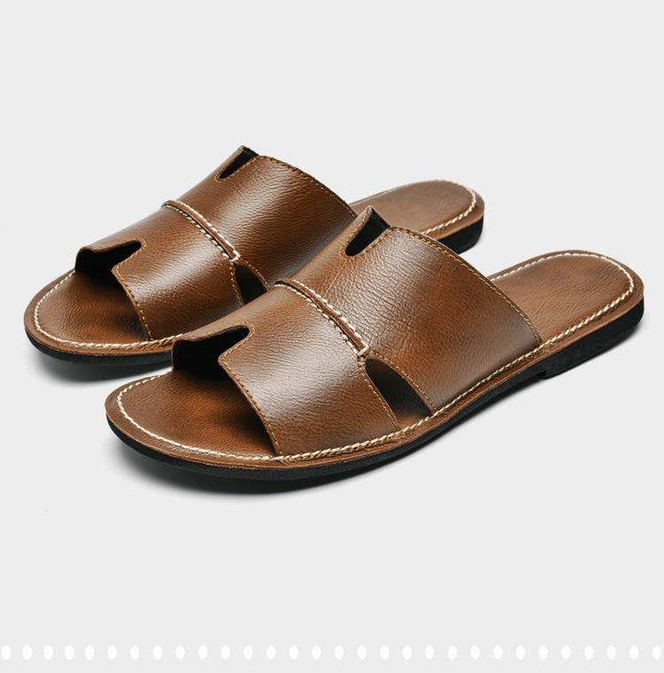 2024 Summer Trendy Plus Size Men's Genuine Leather Flip-Flops: Casual Beach Sandals in Sizes 45-47