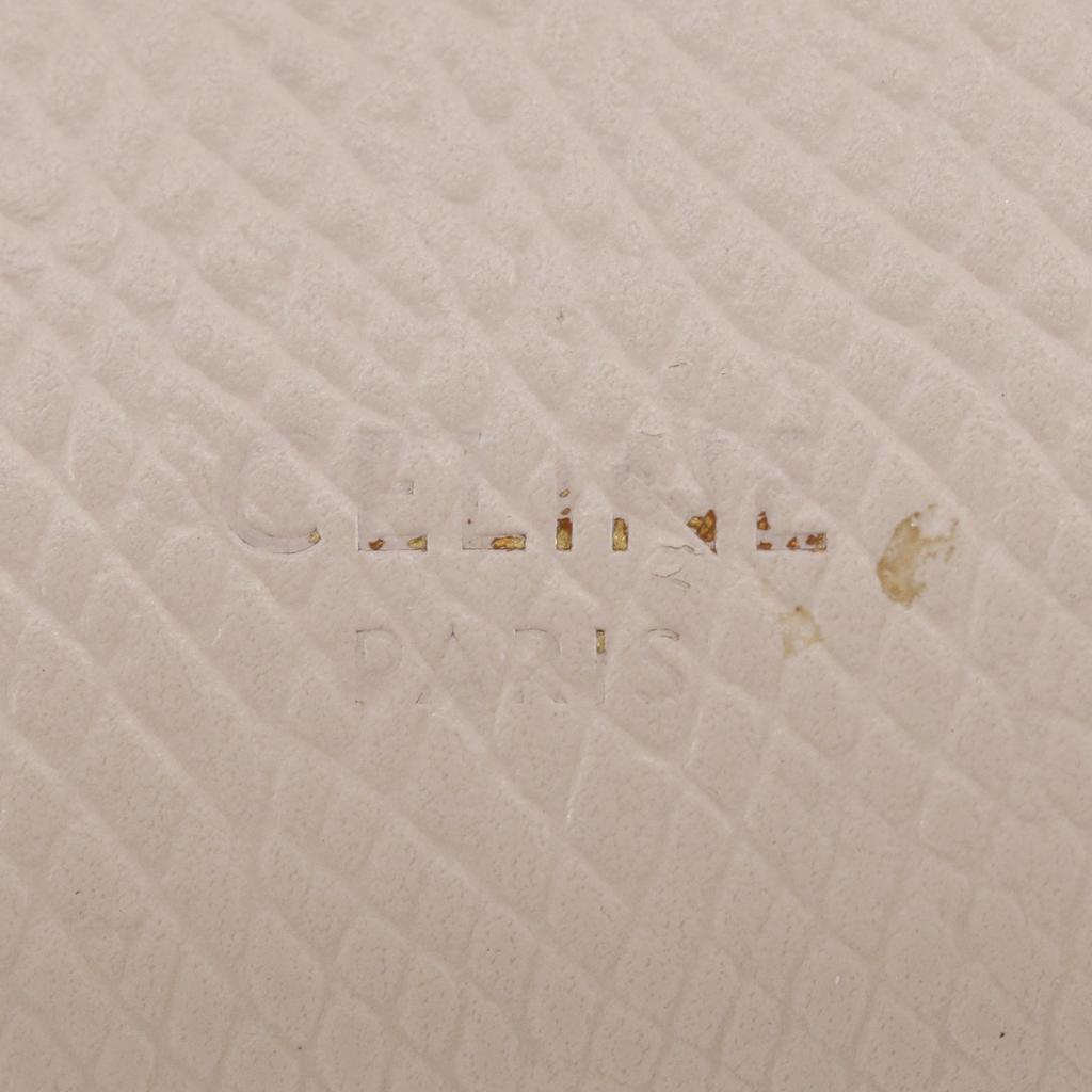 Celine Large Flap Wallet Purse Beige Calfskin Women Used