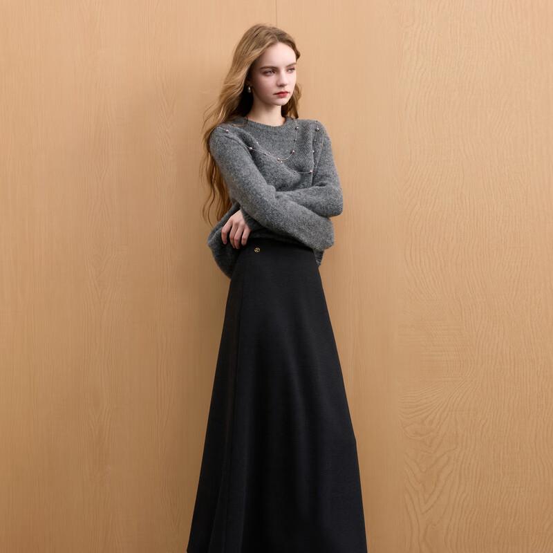 Sancai 2025 Winter Elegant A-Line Long Skirt S