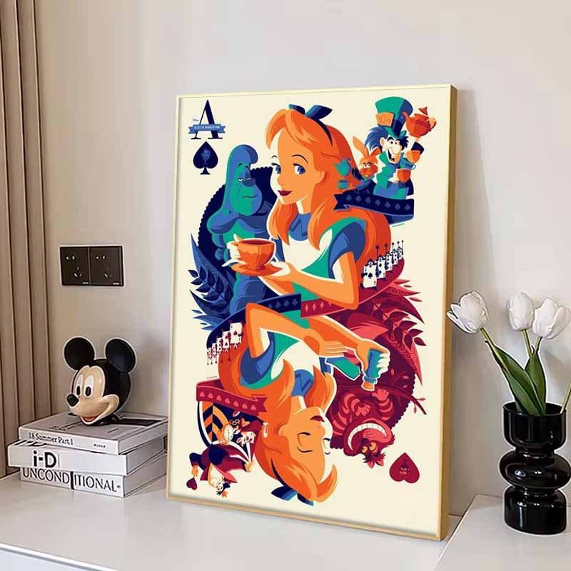 Disney Diamond Painting Alice In Wonderland Playing Card Artwork Cute DIY Rhinestone Mosaic Cross Stitch Kit Embroidery Gift Home Decor