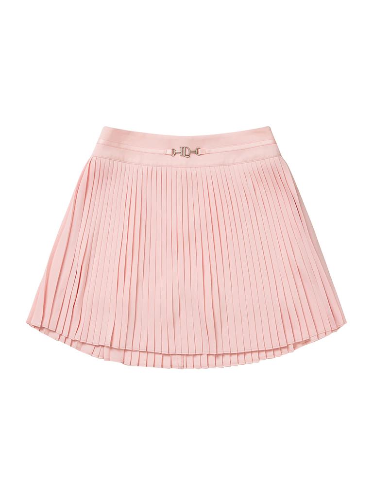 Road Roar Metal Logo A-Line Pleated Skirt Pink