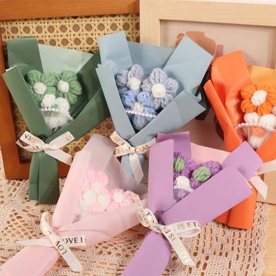Fake Flowers Artifiical Folwer Bouquet Knitted Flower Woven Simulated Flower Teachers' Day