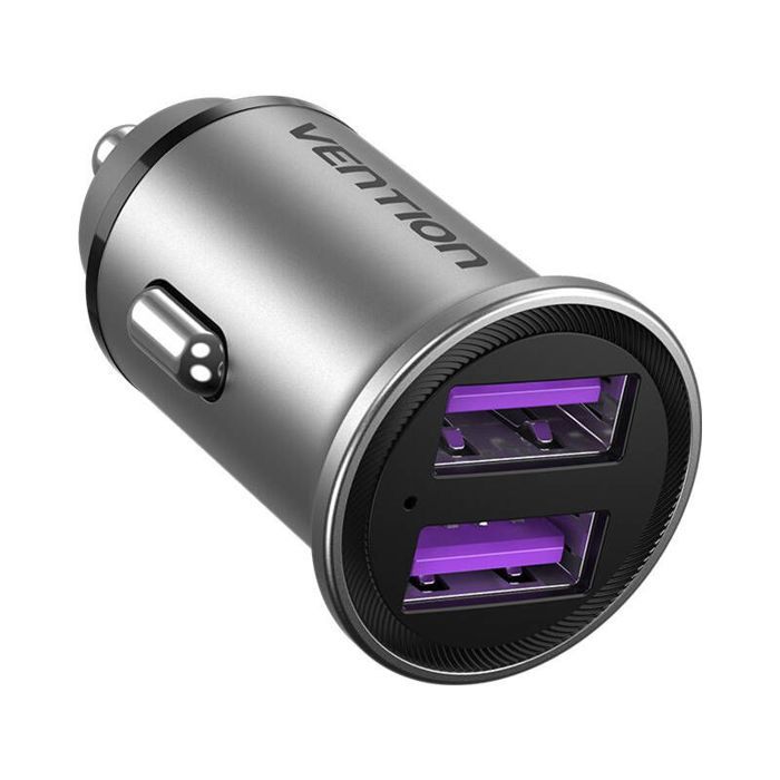 Autoladegerät - VENTION - FFEH0 - 2 USB-A-Anschlüsse 30W - Aluminium - Schnellladung QC 3.0