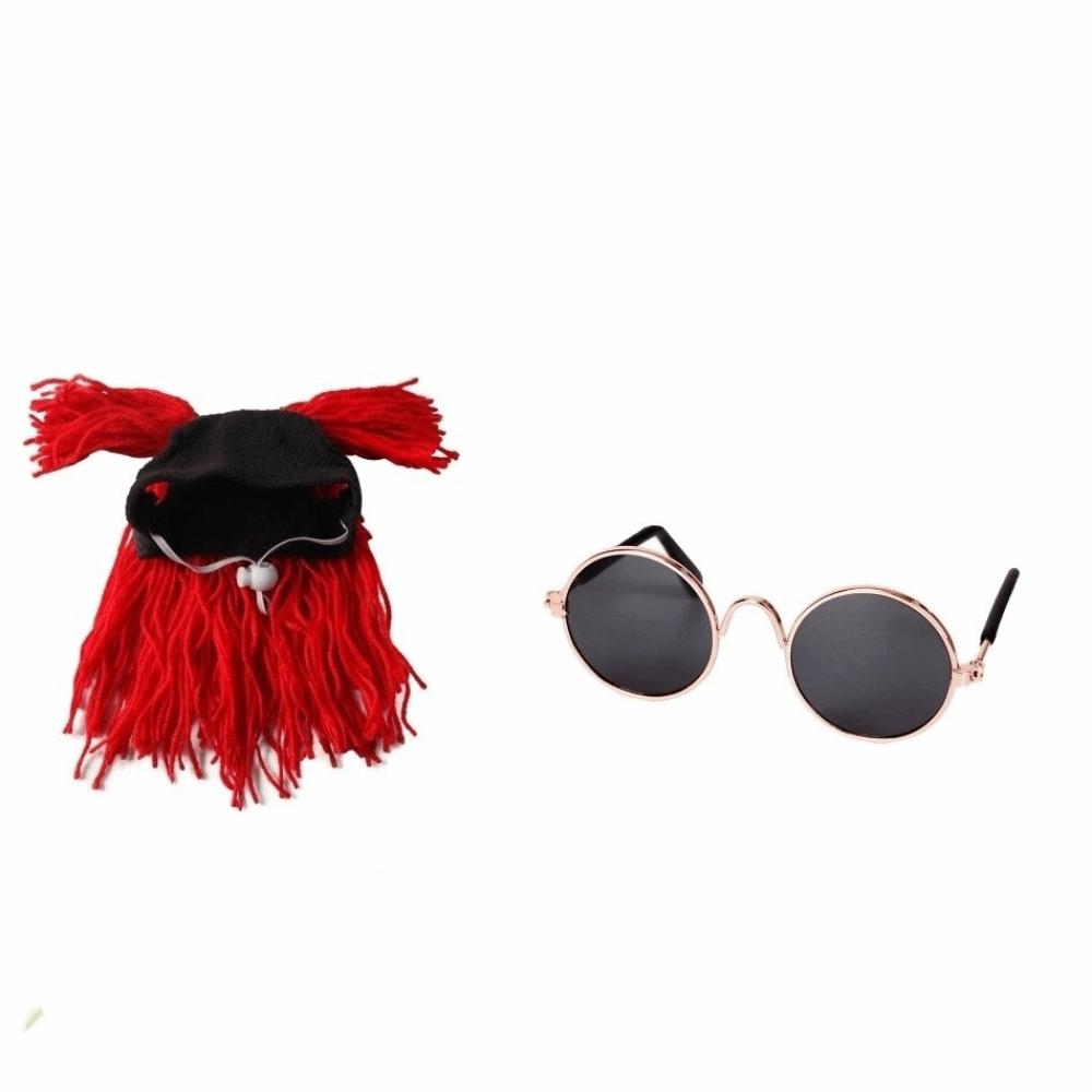 Rock Roll Style Pet Leaky Ear Cap Wig Cap Pet Cosplay Headwear Funny Cat Hat  Party Costume