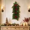 Indoor Seasonal Wall Decoration for Christmas Display with Artificial Plant Red Fruit Detail and Hanging Loop Placement Use