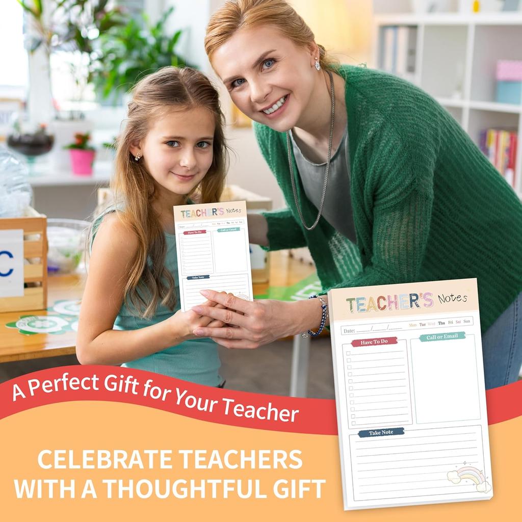 Teacher Notepad - To Do List Notepad, Teacher Appreciation Gifts Planner, 50 Sheets, 5.6 x 8.3 Inches Tear-Off Notepads for Stationery Must-Have