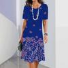 Autumn Women Flower Print Pullover Dress Tops Retro Short Sleeves Elegant Party Dress Beautiful Clothes Fashion Vestidos