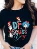 T-shirt Color Cartoon Printing Soft Blended Round Neck Short-sleeved Spring and Summer Ideal Choice