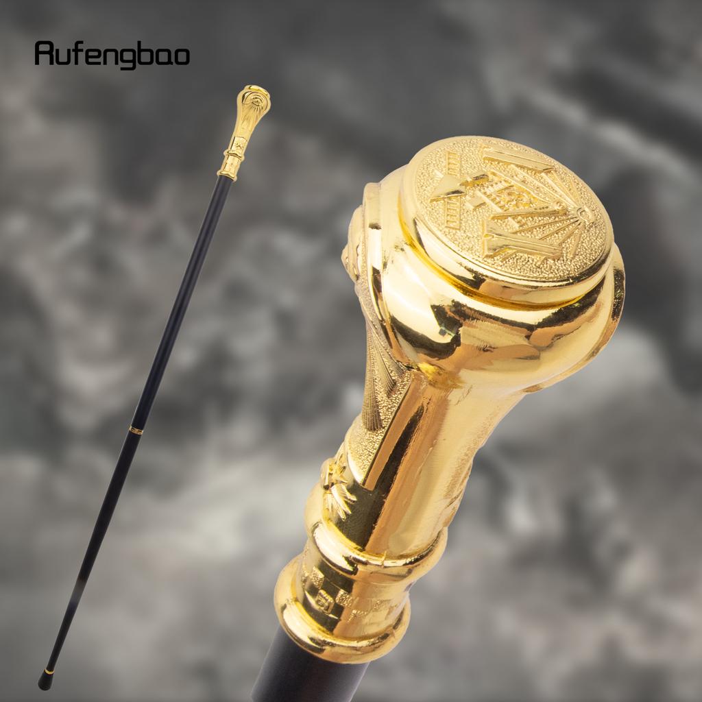 Golden Freemasonry Freemasons VG Totem Relief Walking Cane Fashion Walking Stick Gentleman Crosier Knob Walking Stick 93cm