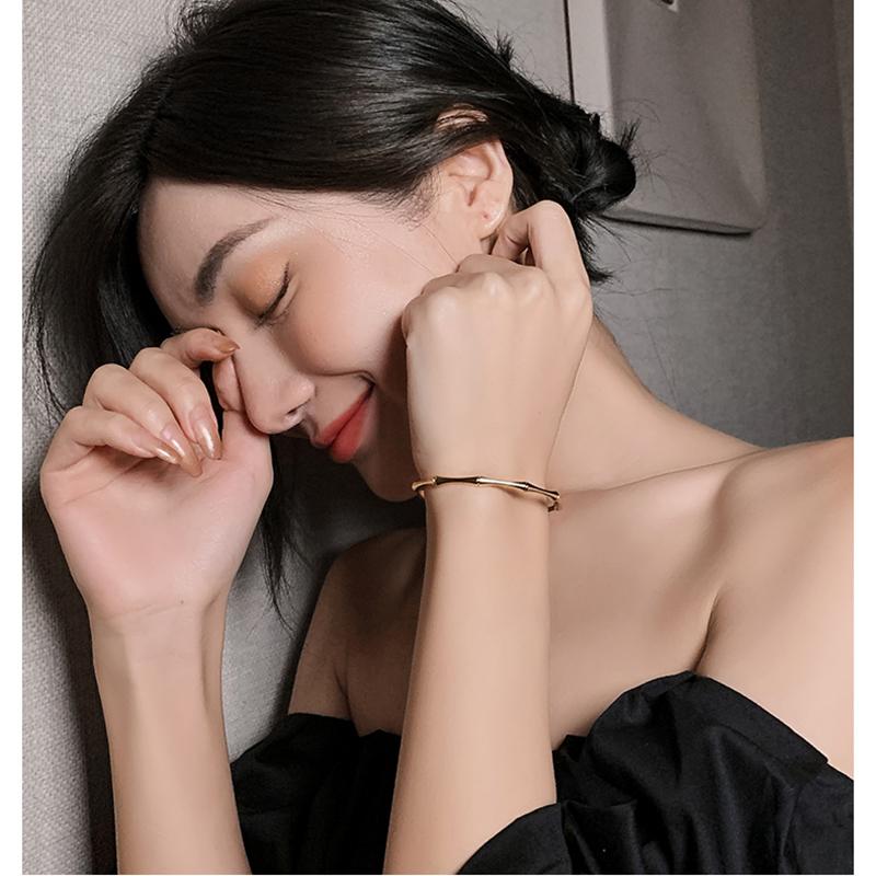 Stainless Steel Gold Color Bamboo Joint Bangles 2023 Trend Bracelet for Women Men Romantic Party Gift Fashion Zircon