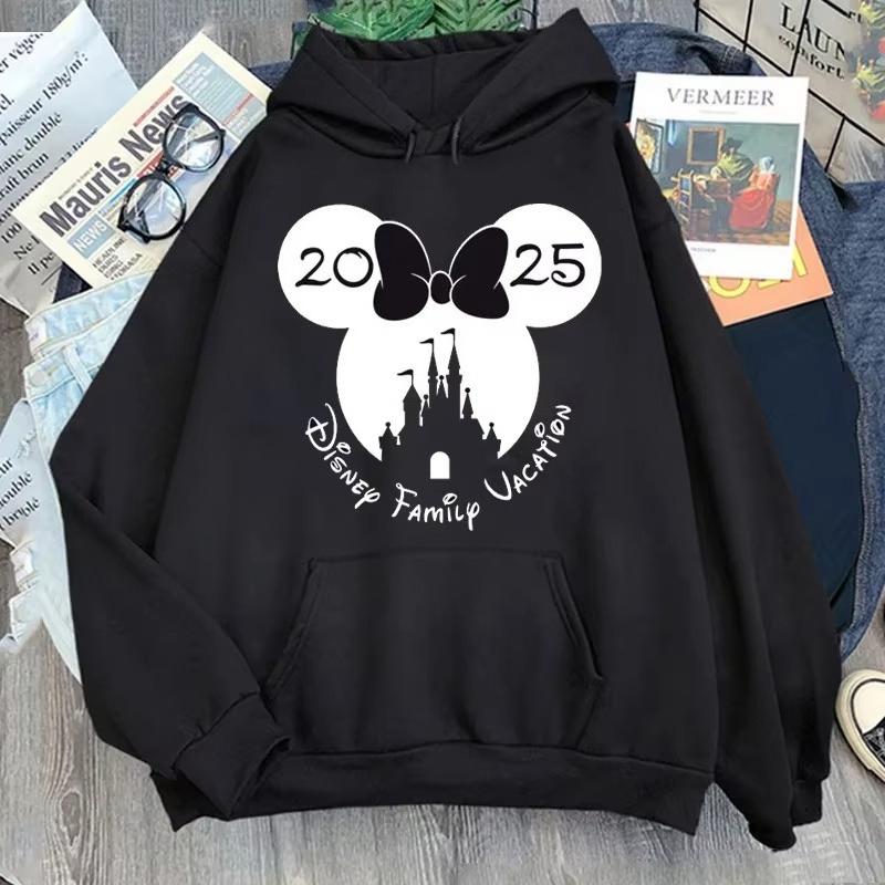 Disney 2025 Trip Printed Hoodies Fashion Female Casual Clothing Long Sleeve White Pullover Kawaii Cartoon Graphic Sweatshirt