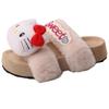 Cute Fluffy Slippers for Girls To Wear In Autumn and Winter, Thick-bottomed Comfortable Home Leisure Open-toed Versatile Cotton One-word Slippers