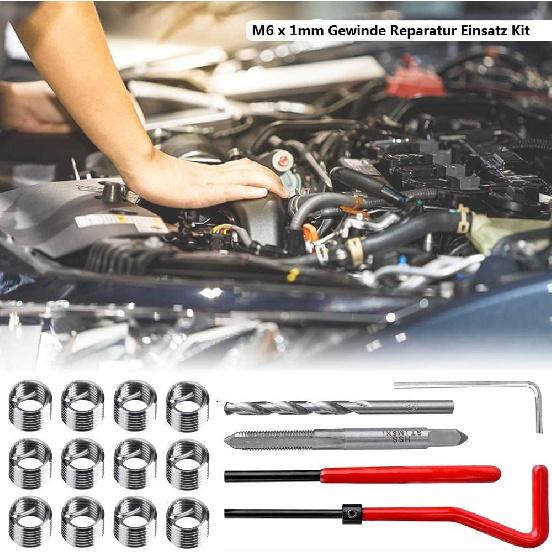 Fixinus 30 Piece M6 X 1.0Mm Thread Repair Ert Kit, Stainless Steel Thread Repair Kit Helicoil Coil Compatible Hand Tool Set For Auto Repair