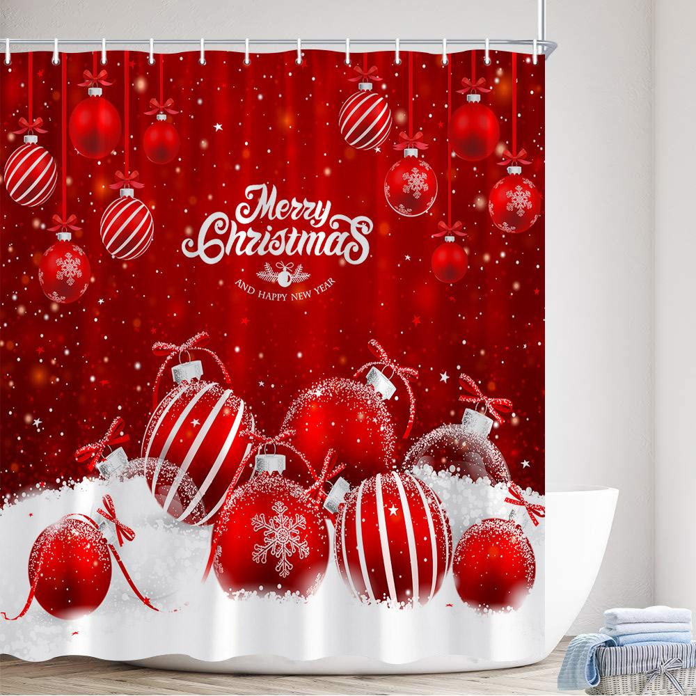 GAERed Santa Claus Christmas Shower Curtain White Snowflake Xmas Tree Gift New Year Home Bathroom Decor Bath Curtains With Hoo