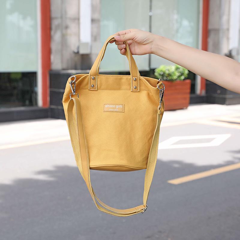 Bucket bag Women's spring canvas bag Cloth bag Fashion student messenger bag