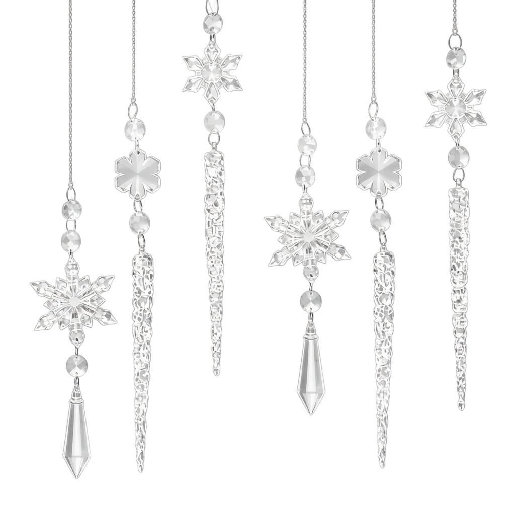 12 Pack Christmas Tree Ornaments Snowflake Icicle Hanging Decorations for Holiday Party