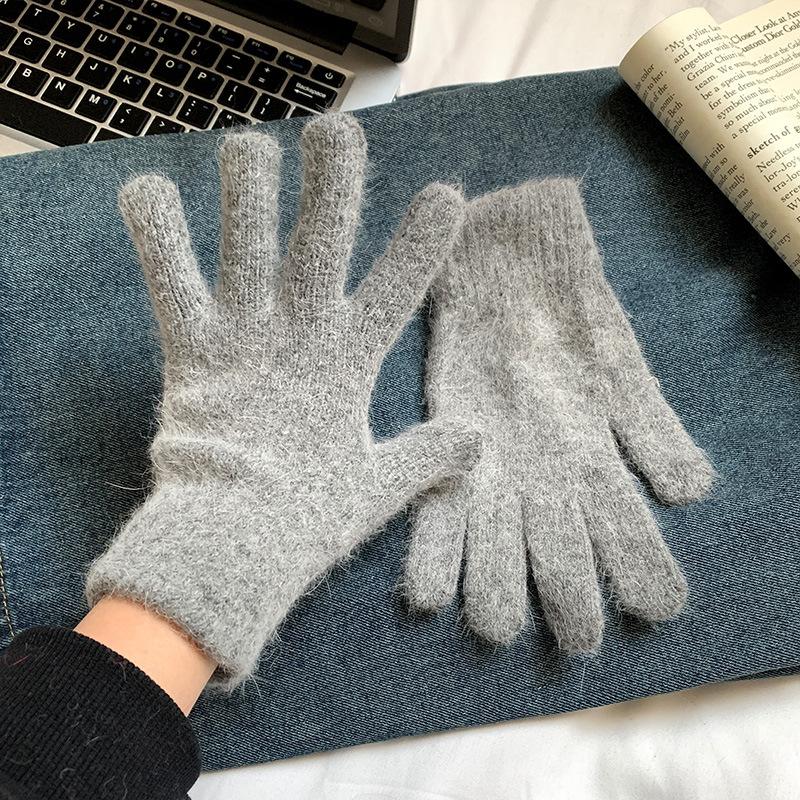 Wind Rabbit Plush Cute Warm Knitted Wool Gloves Long Girl Pink Thickened Soft Cold-proof