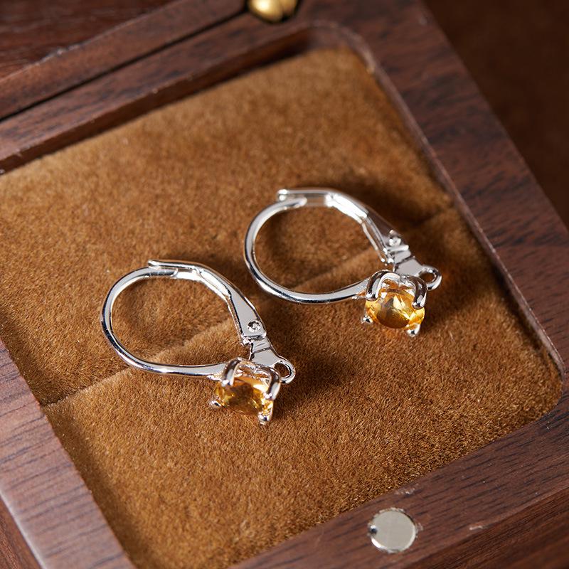 S925 Sterling Silver Gemstone Ear Studs - Garnet, Citrine, Amethyst, Topaz & Diamond Hoops for Women