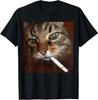Cat Meme Cat Smoking Cigarette Funny Silly Cat Meme T-Shirt Unisex T-Shirt