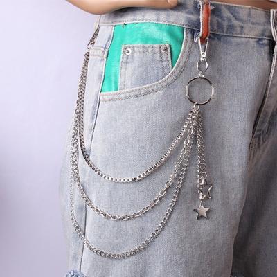 Fashion Punk Street Keychains Chain Moon Star Tassel Women Men Belt Chain Multilayer Hip Hop Biker Pants Chain Daily Wear