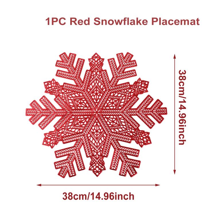 38CM Vinyl Ausgestanzt Platzset PVC Schneeflocke Rund Unregelmäßig Platzset Untersetzer für Küche Weihnachten Hochzeitsfeier Heimdekoration