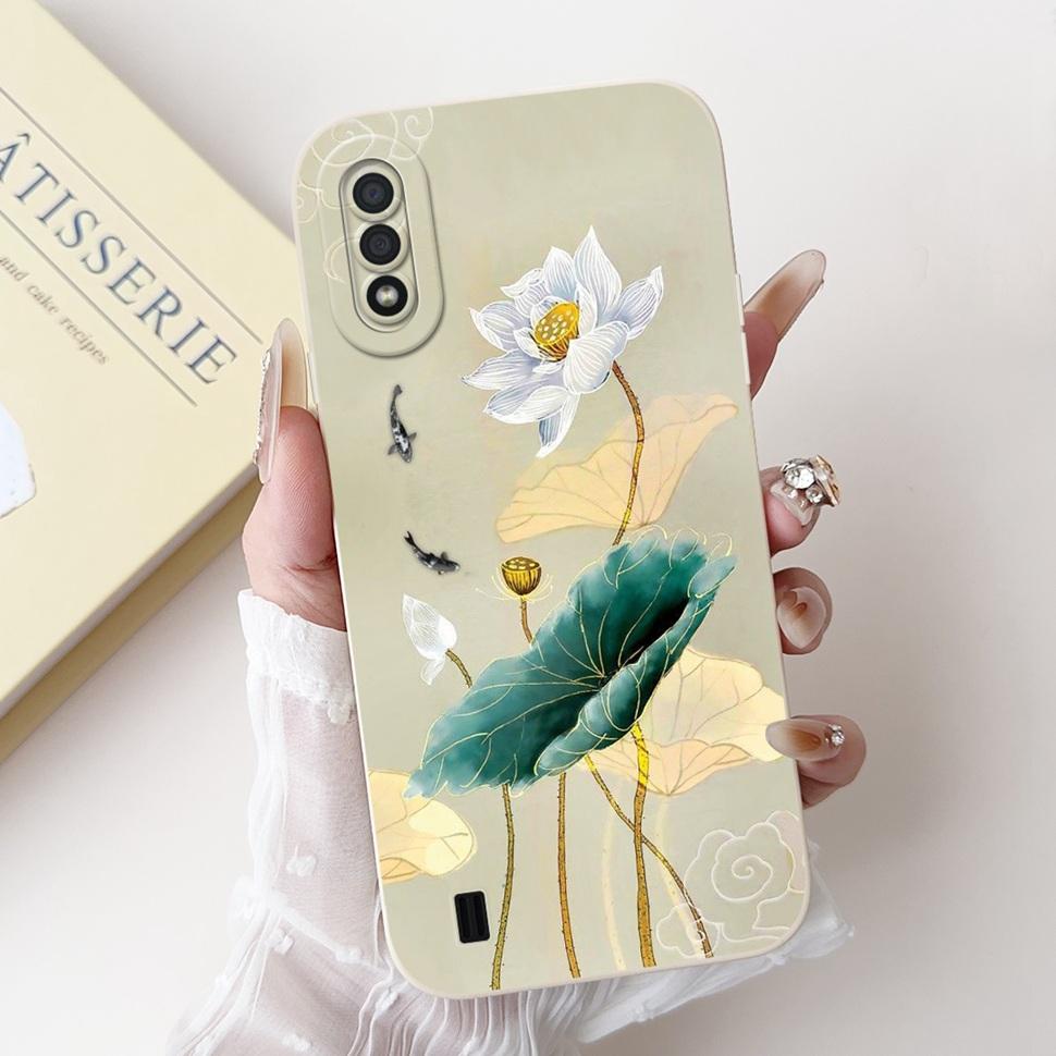 For Samsung Galaxy A01 Case Fashion Flower Painted Cover Soft TPU Matte Phone Case for Samsung A01 GalaxyA01 SM-A015F TPU