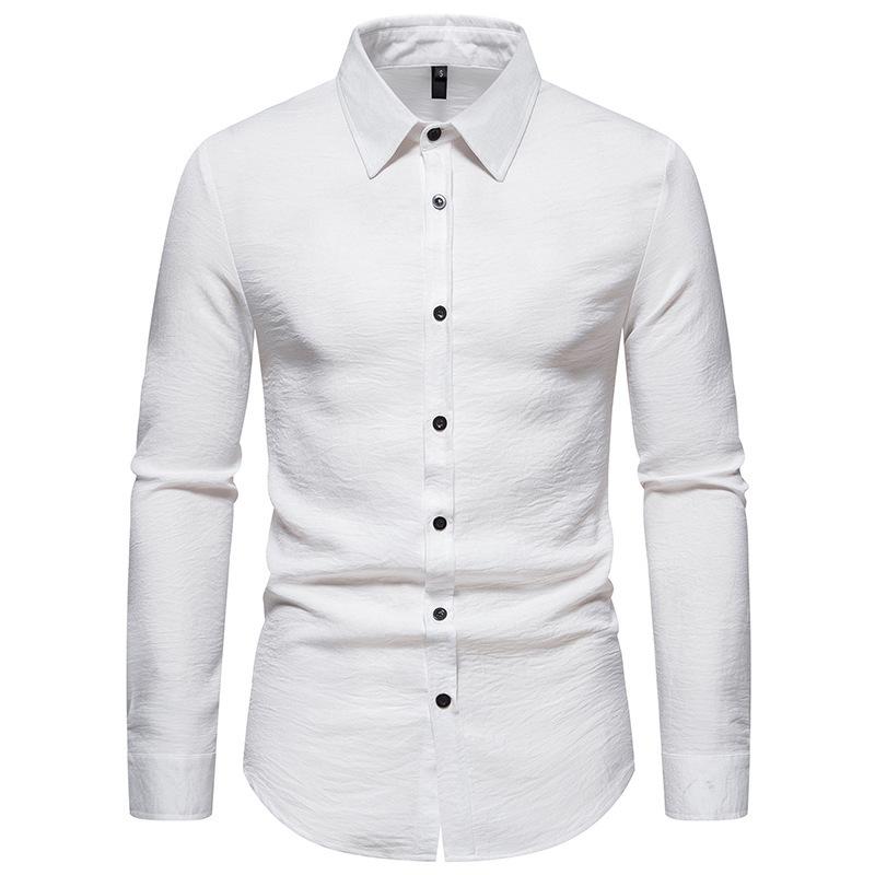 Nový pánský trend Jednobarevný retro styl Ležérní košile s dlouhým rukávem Pánské módní topy