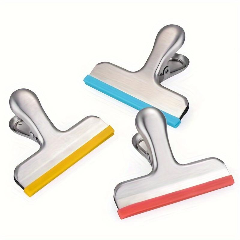 5pcs Silicone Chip Bag Clips No Longer With Sharp Edges - Food Bag Color Coded - Hermetically Sealed, Heavy Duty, 3 Inches Wide