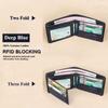 Men's RFID Blocking Genuine Leather Wallet  Vintage Short Multi Function Large Capacity Cow Skin Purse Money Clip