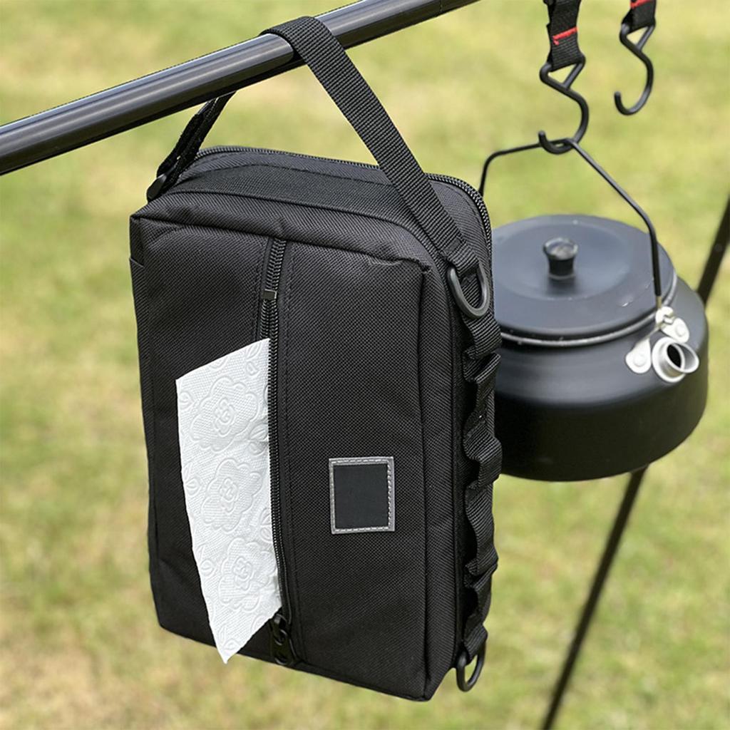 Camp Kitchen Storage Bag Multi-Pockets Paper Towel Holder Waterproof BBQ Cooking Tool Forks Spoons Caddy For Travel Picnic