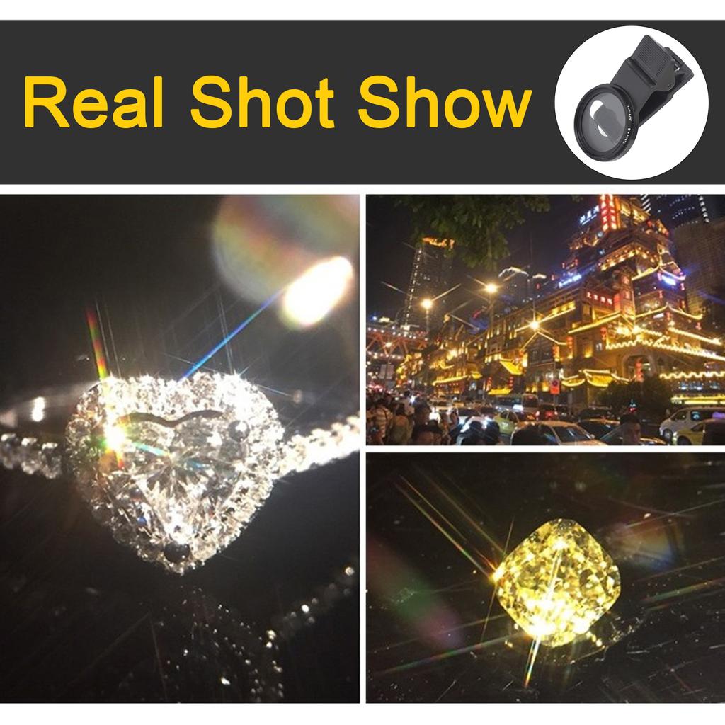 Mobile Phone Lens 4/6/8 Points Star Filter Set with 37MM Phone Clip for iPhone/Xiaomi