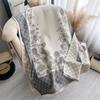 Imitation Cashmere Flowers Retro Simple Texture Printing Double-Sided Warm Scarf Shawl Outer Cover Women