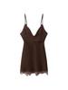 European & American Women's Sexy V-Neck Slimming Lace Camisole Short Dress