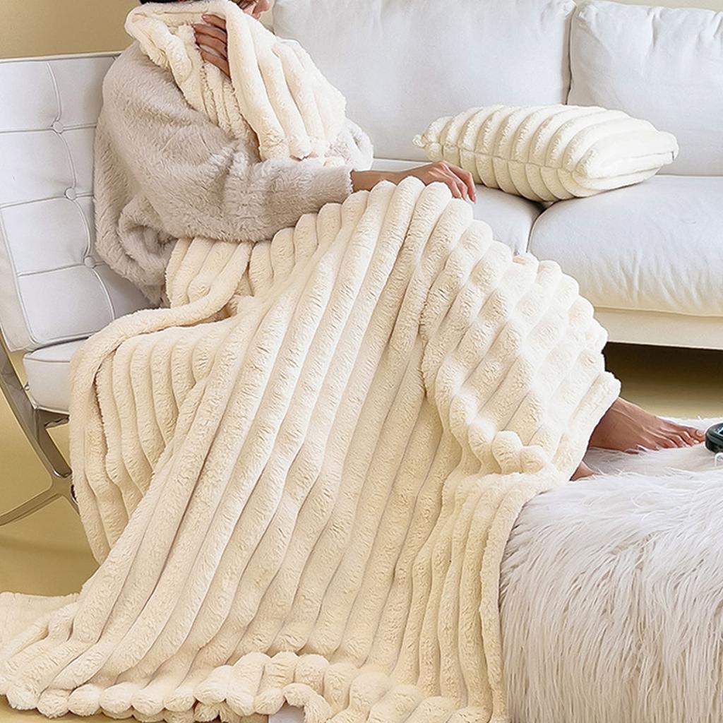 Reversible Faux Rabbit Fur Throw Blanket for Couch 60x40 Inches Fluffy Faux Fur Throw Blanket for Bed Sofa Chair Home Decor