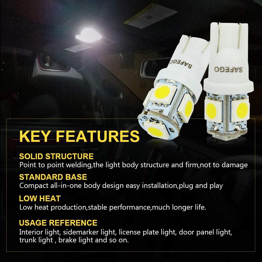 T10 W5W Led Car Light - Safego Bulb Wedge Type Light Bulb Car Lamp