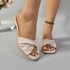 Women's Slippers with Cross Strap and Thin Heel able Casual Sandals Independent Station Polyester Lining