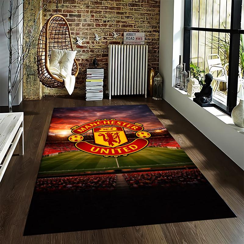 "Tappeto Logo Manchester United, Design Stadio di Calcio, Tappeto Arredo Casa" Adatto per l'uso come antiscivolo per soggiorno, camera da letto, divani