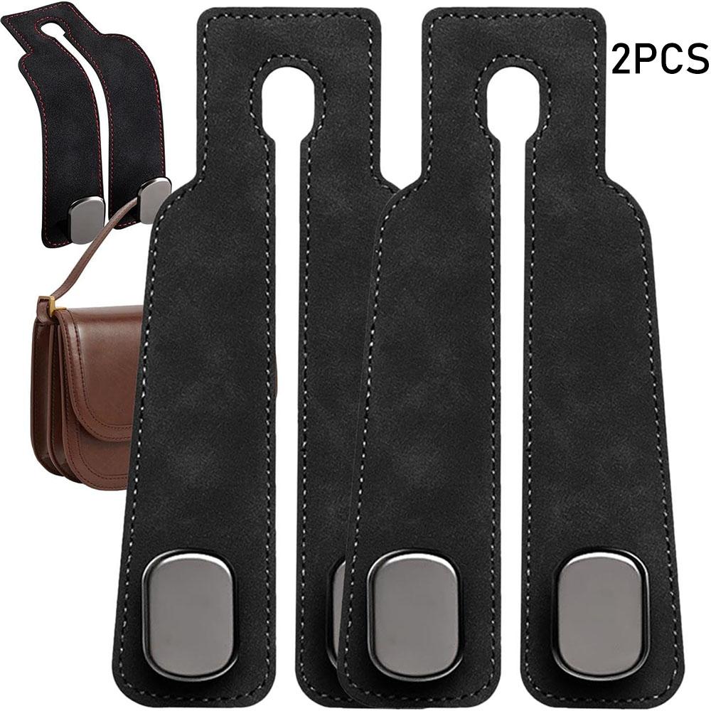 2Pcs Car Hooks for Headrest, Car Seat Back Storage Hook for Headrest, Leather Headrest Hooks for Purses and Bags Car Hooks Purse