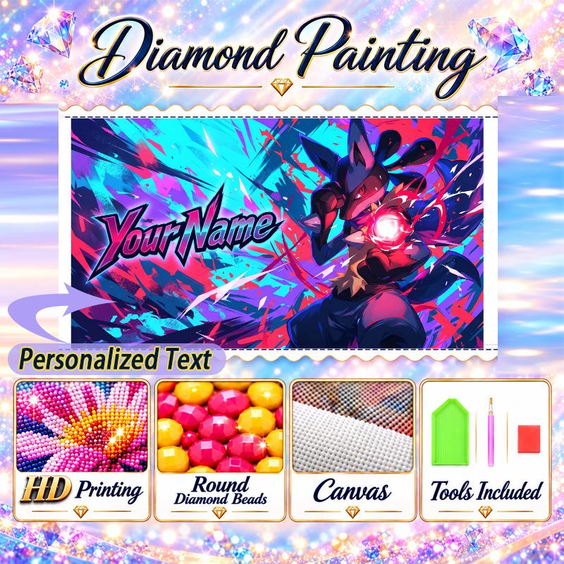Personalized Greninja Diamond Art Custom Name 5D Diamond Painting Full Drill DIY Craft