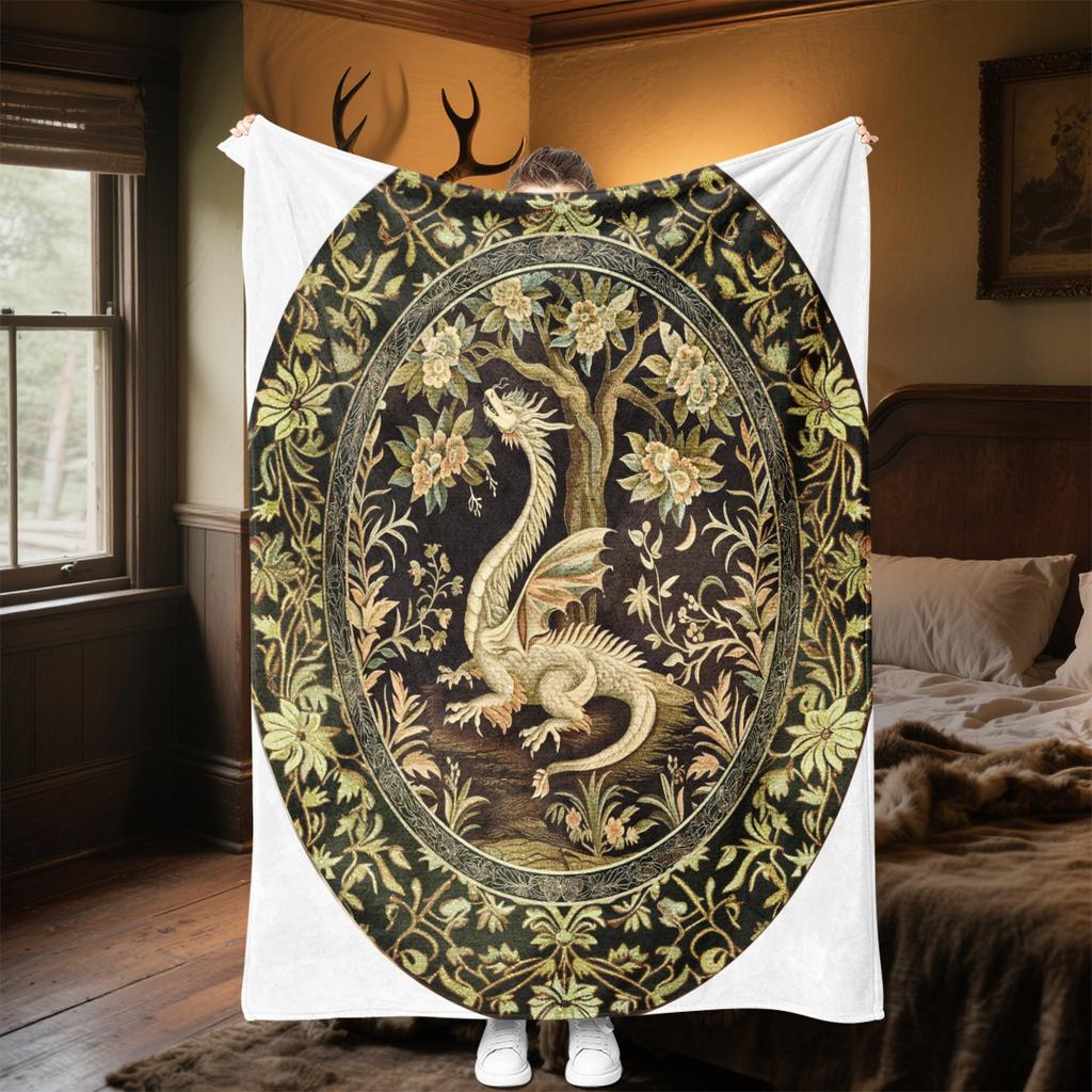 1pc Medieval ornate Baroque dragon blanket, al season lightweigh Poster blanket home office outdoor nap multifunc Poster blanketional blanket