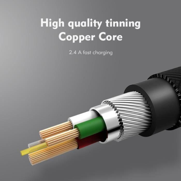 iPhone Cables Benks Amber Braided Nylon 0.25m 2A 8-pin To USB Data Sync Metal Cable for Plus 7 iPhone6 6s iPad Air Mini Black