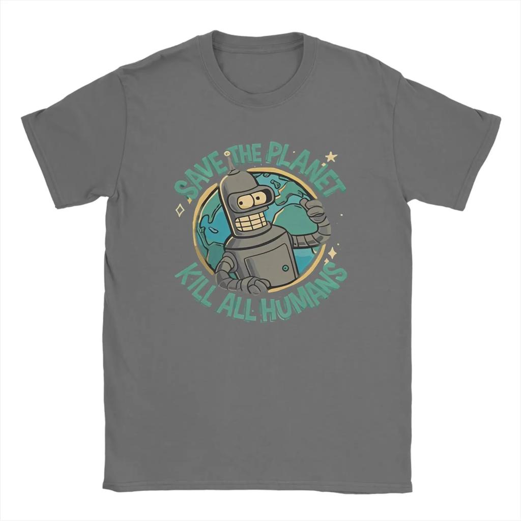 2026 Salva il Pianeta Uccidi Tutti gli Umani Futurama Merch Uomo Donna Magliette Estive Tee Maglietta Stampata Grafica Abbigliamento Casual Manica Corta Top Larghi