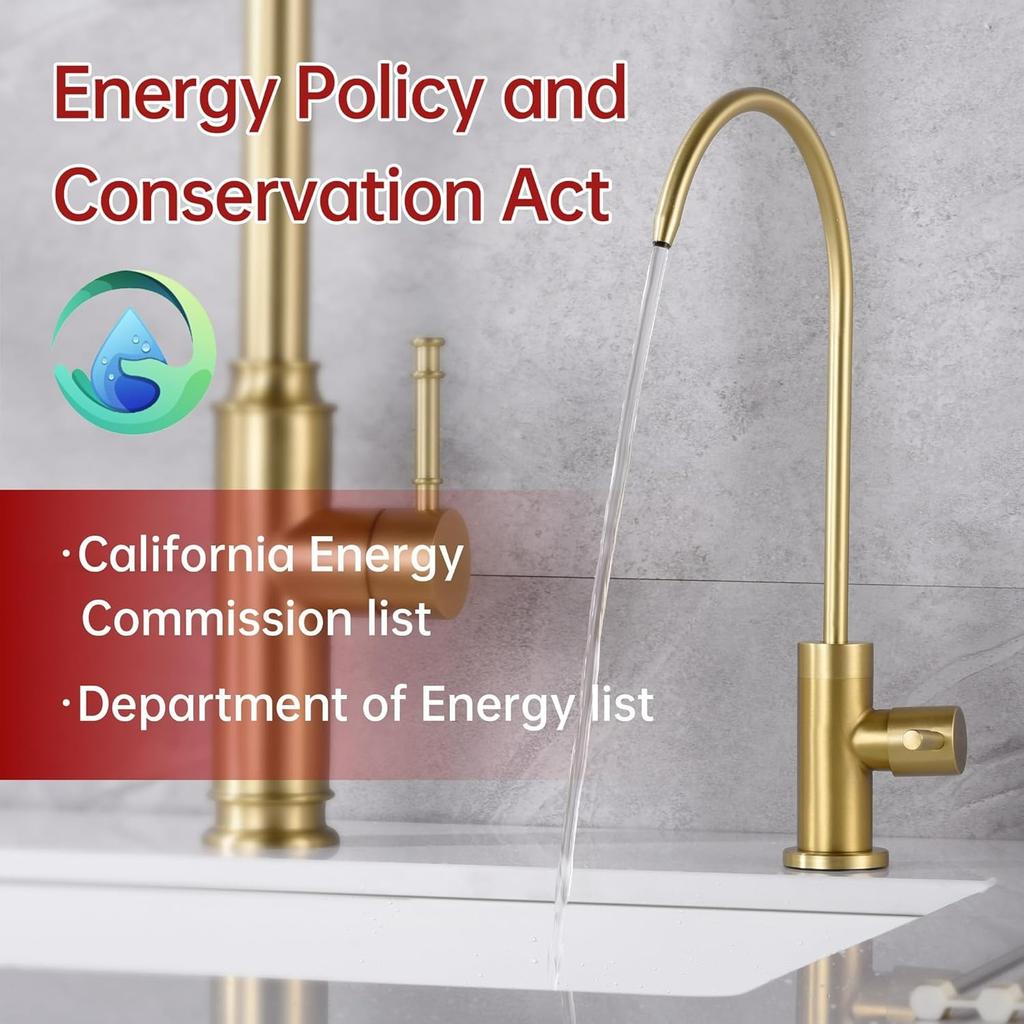NSF Certification 100% Lead-Free Kitchen Water Filter Faucet SUS304 Stainless Steel, Brushed Gold Drinking Water Faucet for Kitchen Sink