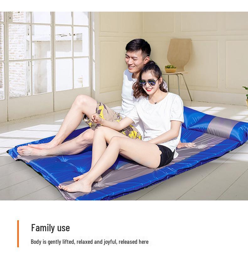 Automatic Inflatable Outdoor Sleeping Pad - Thick, Wide, Moisture-Proof Mat for 3-4 People Camping