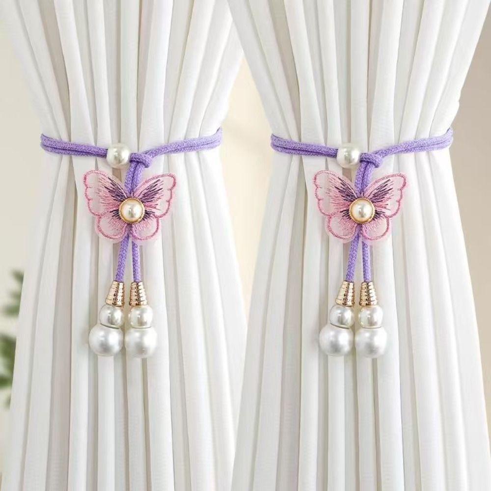 Elastic Band Butterfly Shape Curtain Tieback Adjustable Curtain Rope Kids Room Home Decor