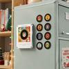 Vintage Style Desk Accessory Programmable Vinyl Record Player Fridge Magnet with 9 NFC Music Records, Retro Aesthetic Magnetic Office Atmosphere Decor