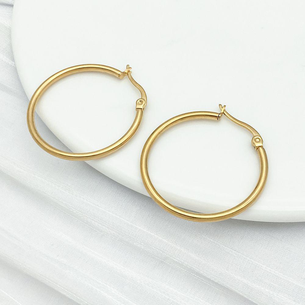 Stainless Steel Vacuum-Plated Large Round Circle Earring Pendant Charm