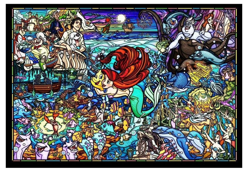jigsaw puzzle The Little Mermaid Story Stained Glass Gyutto Series 500-piece [Stained Art] (25x36cm)
