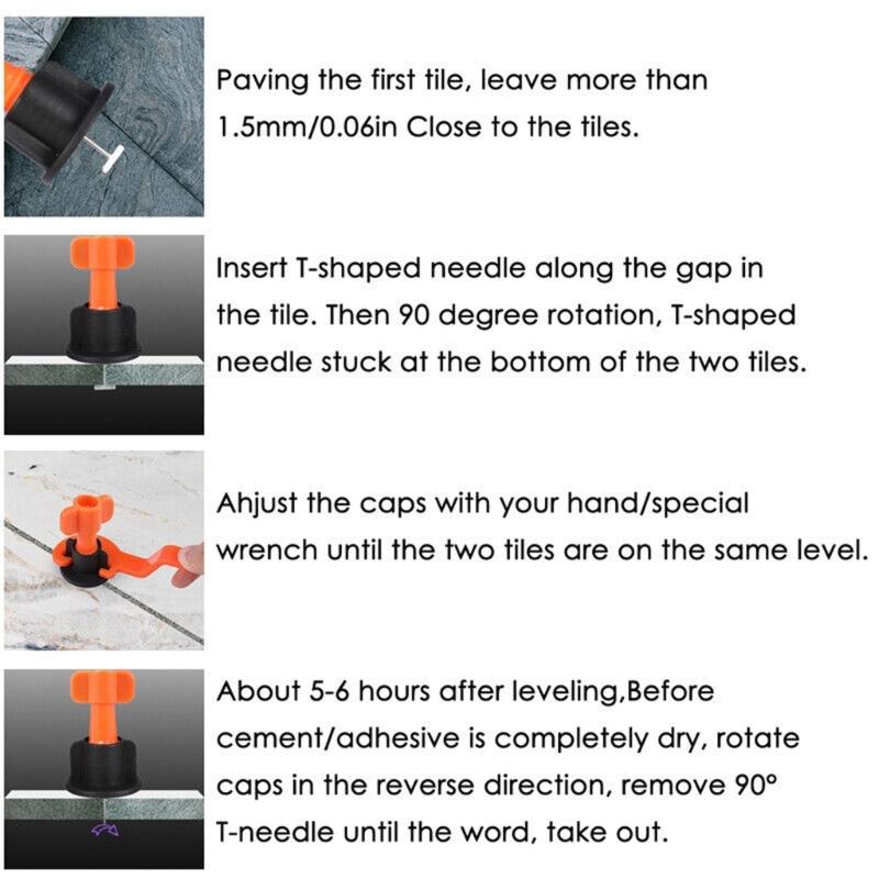 50/151 szt. Regulowany dystans do płytek ceramicznych z klinem pozycjonującym i etykietą pozycjonującą dla profesjonalnych płytek podłogowych i ściennych